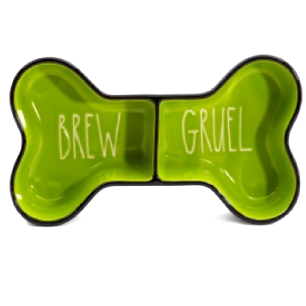 Rae Dunn‎ Green Dog BREW GRUEL Dog Bowl Pet Bowl NEW in Box